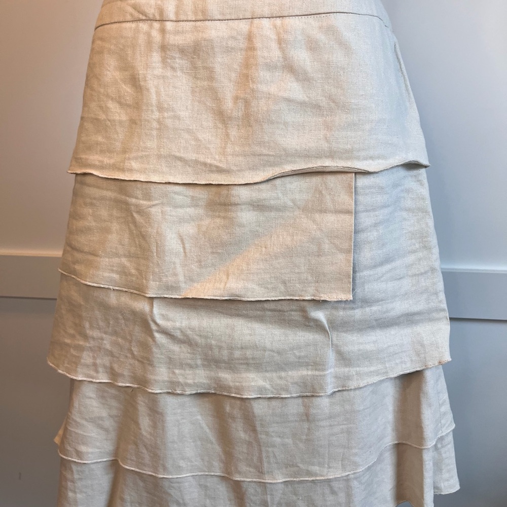 Larry Levine Linen Blend Tiered Skirt Size 14